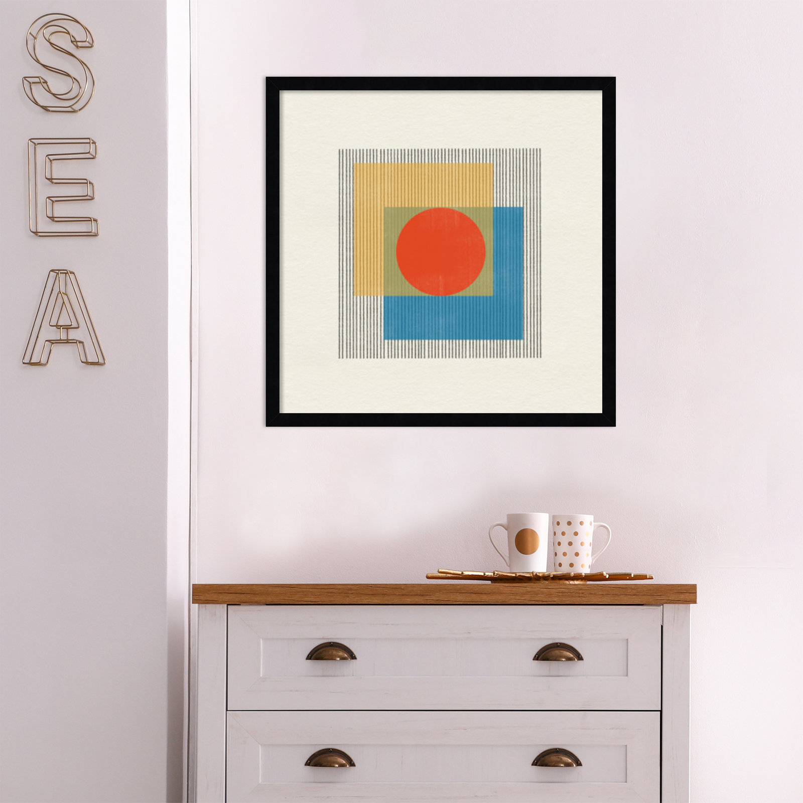 Midcentury Modern Object No 3 Print, 21" H x 21" W x 1" D, Black