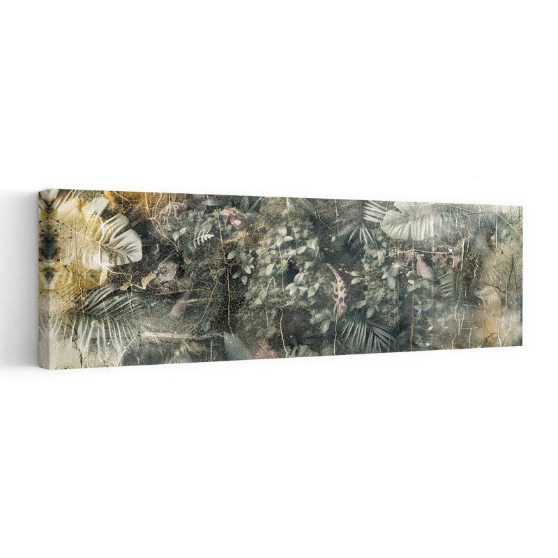 «Overgrown Green Jungle», art floral rétro élégant, forêt rétro, H 36 po x l 12 po
