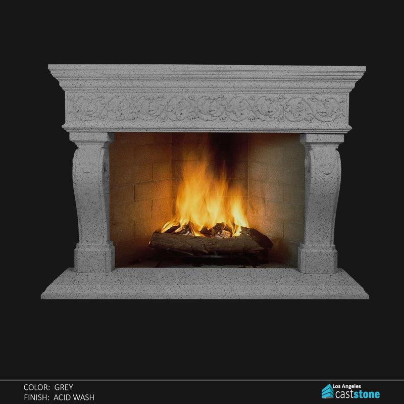 Elfros Fireplace Surround, Gray Acid Wash