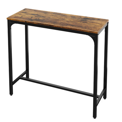Table de bar industrielle de 42,5 po, table de pub rectangulaire à hauteur de comptoir, table de cocktail de cuisine et de salle à manger avec pieds en métal robustes pour le salon, la fête et les espaces étroits