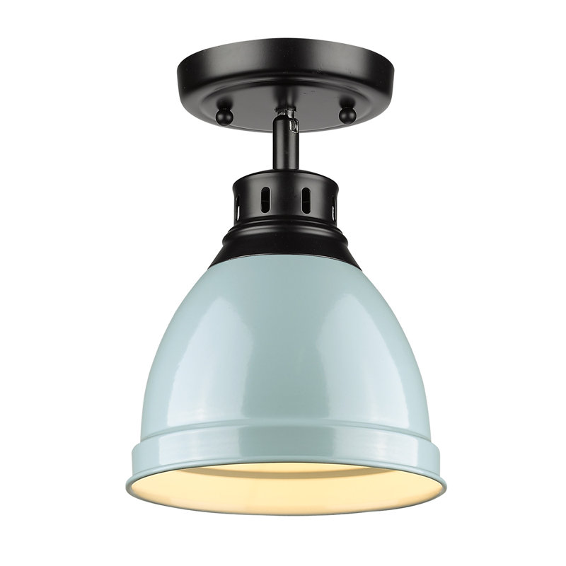Plafonnier semi-encastré d'extérieur 1 lumière Bowdoinham, Écume de mer, Noir mat