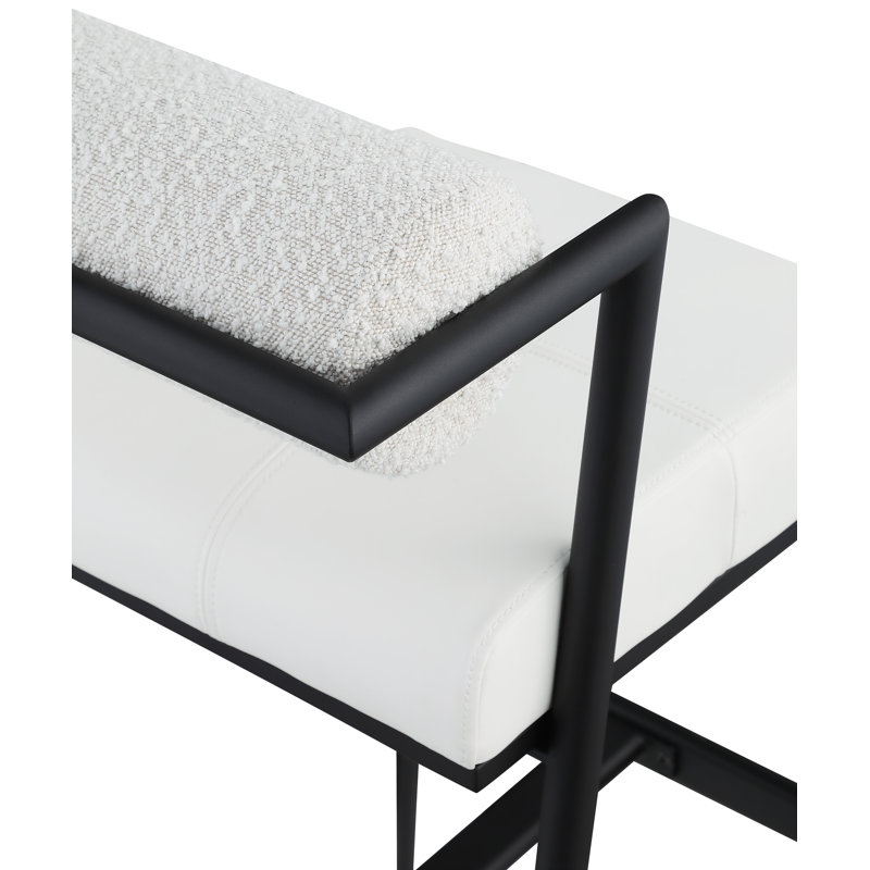 Stryker Upholstered Counter Stool with Iron Frame, Cream Boucle Fabric