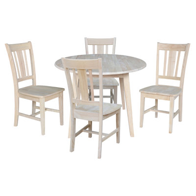 Daschle 4 - Person Drop Leaf Rubber Solid Woood Dining Set