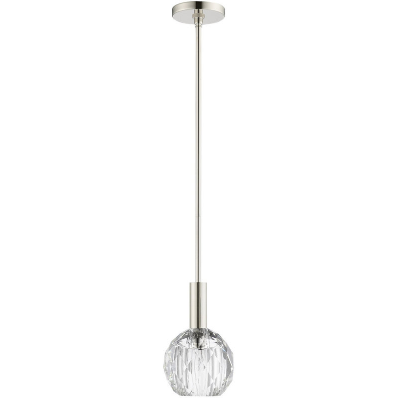 Elegant Mini Globe Pendant in Polished Nickel with Crystal Shade