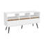 Meuble télé 47 po avec tablettes polyvalentes - trois tiroirs et tablettes ouvertes, chêne naturel blanc pour l'organisation du salon