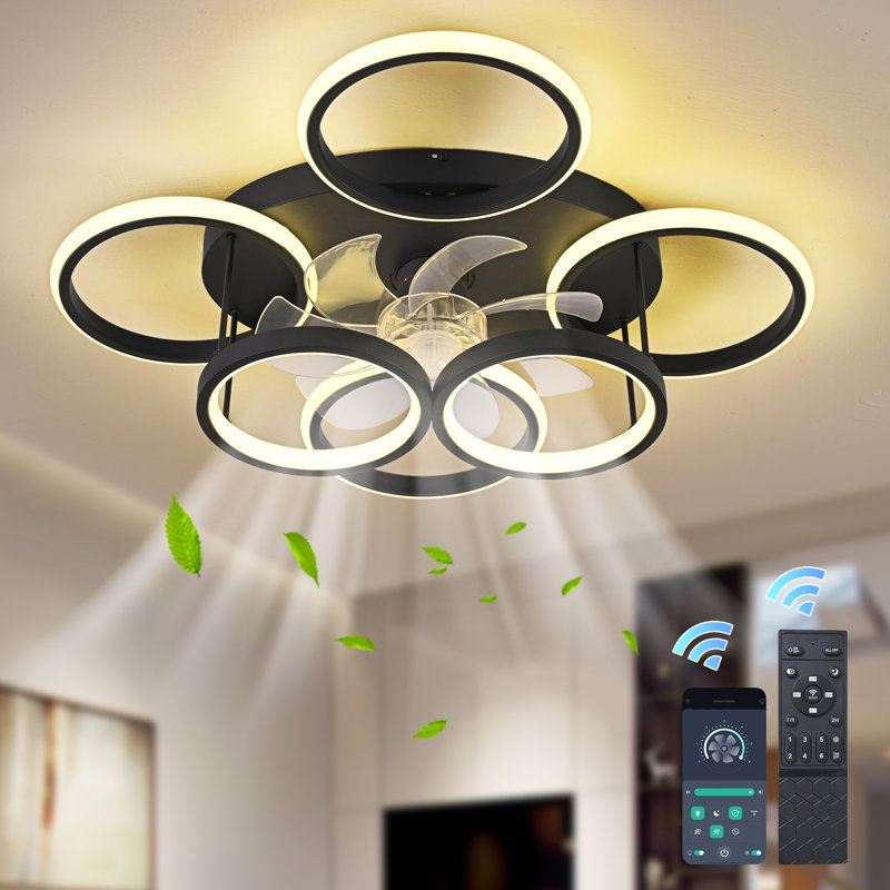 Ventilateur de plafond à DEL à intensité variable 6 pales 24 "avec télécommande et application Kirac