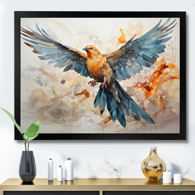 «Teal Dove», impression géométrique sur toile encadrée