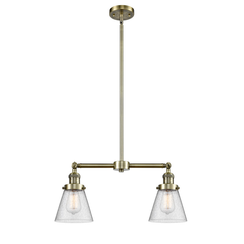 Stonecipher 2 - Light Kitchen Island Pendant, 6 Watt Vinage LED Bulb, Seedy, Antique Brass
