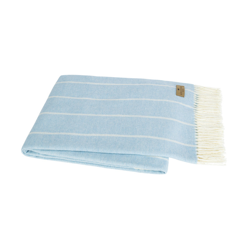 Crystal Blue Fiji Stripe Throw, Sky Blue Striped