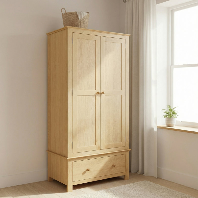 Taounate 2 Door Solid Wood Wardrobe