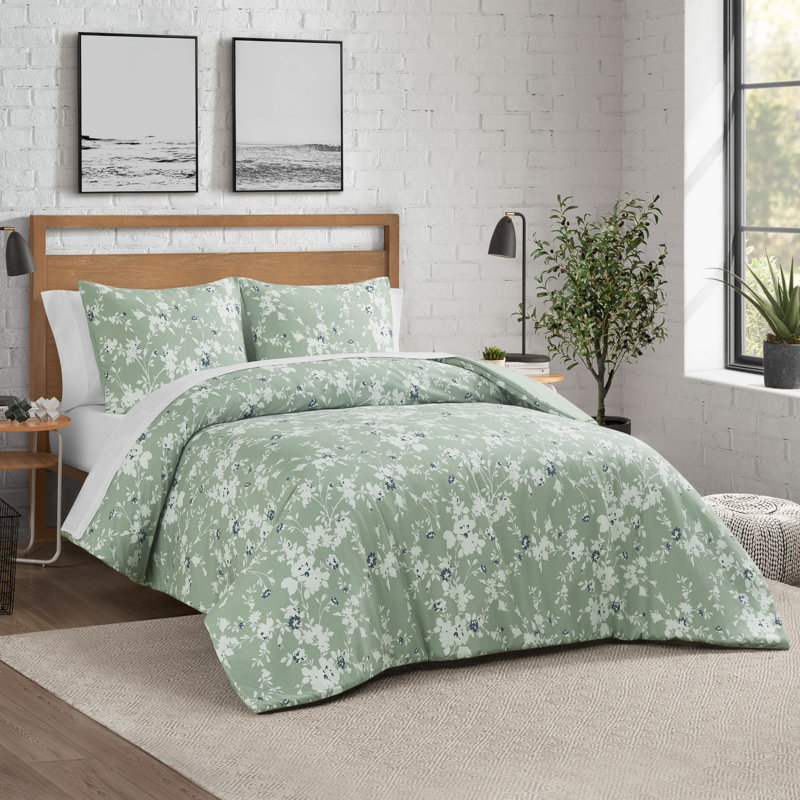 Full Blue Reversible Microfiber Comforter Set with Piped Edges