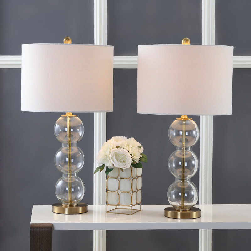 Leaver Glass Table Lamp, Clear/Brass
