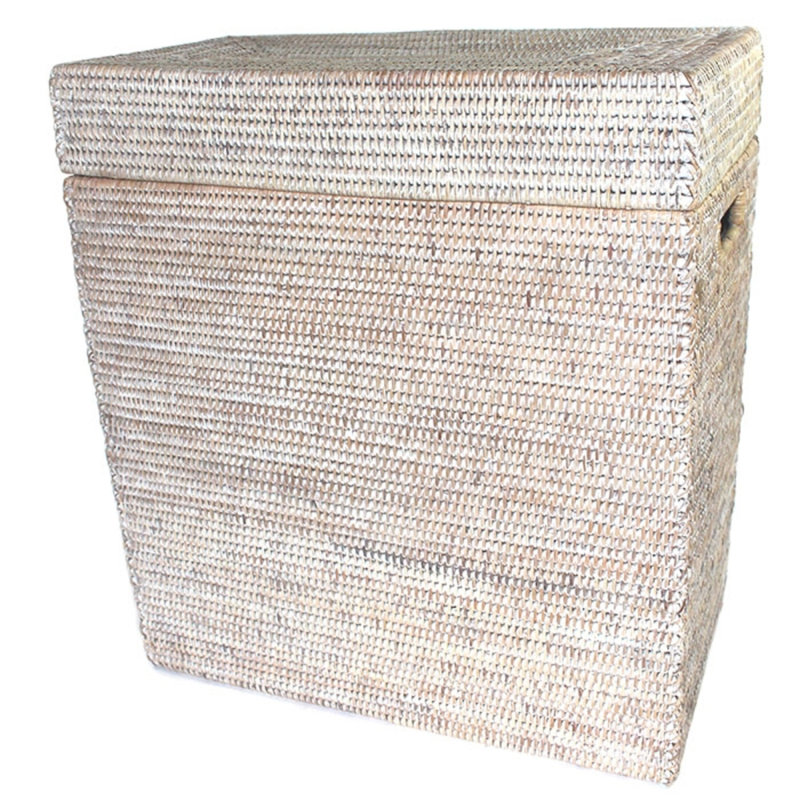 Rectangular Storage With Lid, White Wash