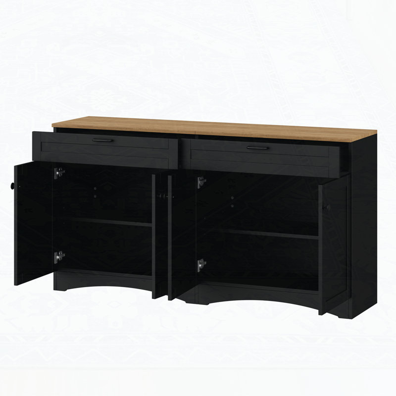 Versatile Wood Grain Sideboard with Adjustable Shelves
