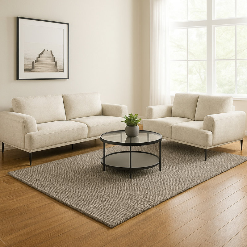 Batty Sofa And Loveseat Set, Adjustable Back, Brown