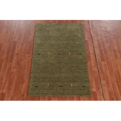 Tapis décoratif vert Gabbeh 3 x 5