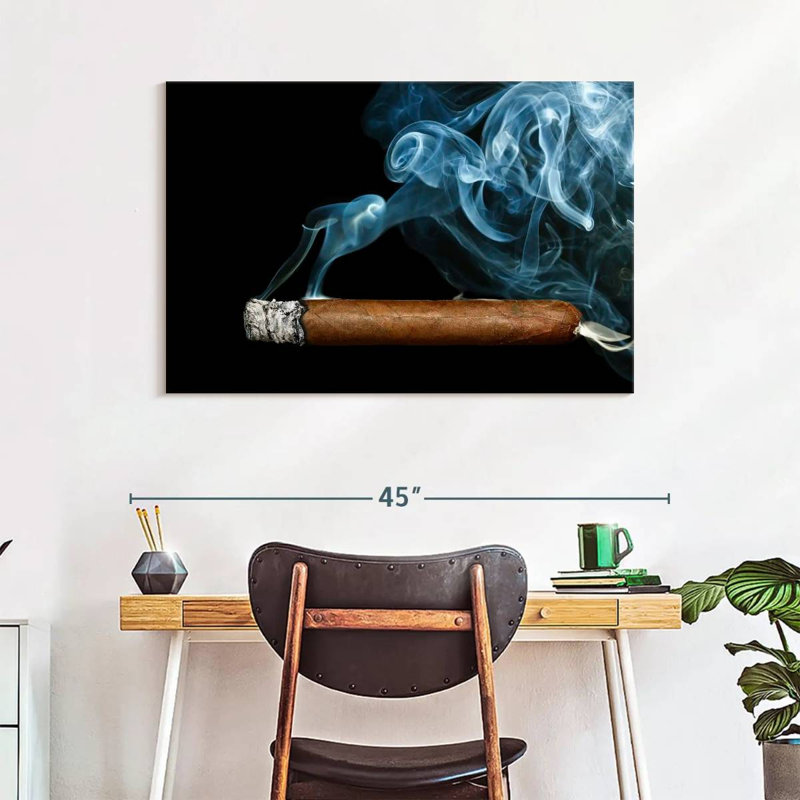 Senne Cigar With Smoke, 26" H x 39" W