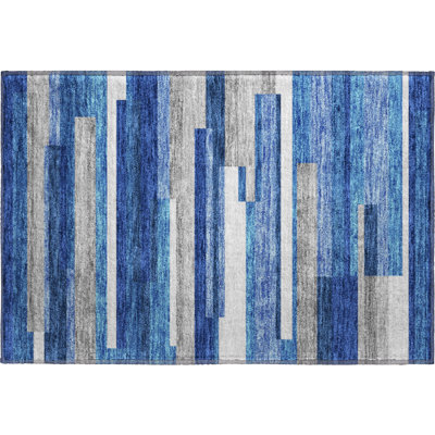 Premium Machine Washable Prisco Blue Rug