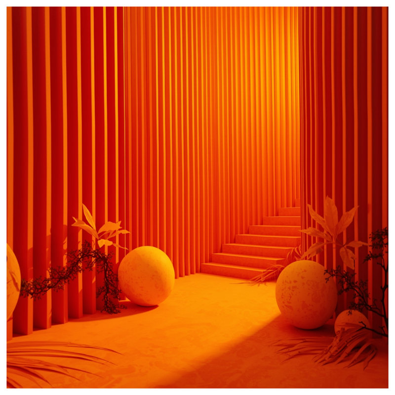 Rideaux de douche orange à motif géométrique en escalier très longs, L 70 po x H 84 po