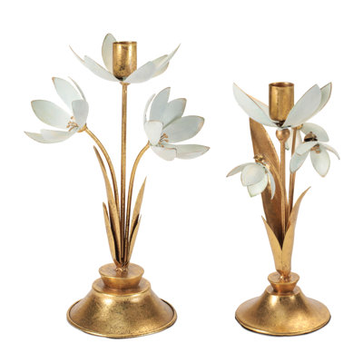 Sculpted Floral Taper Candle Holder