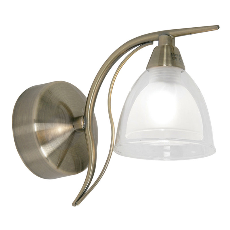 Portland Glass Armed Sconce, Antique Brass