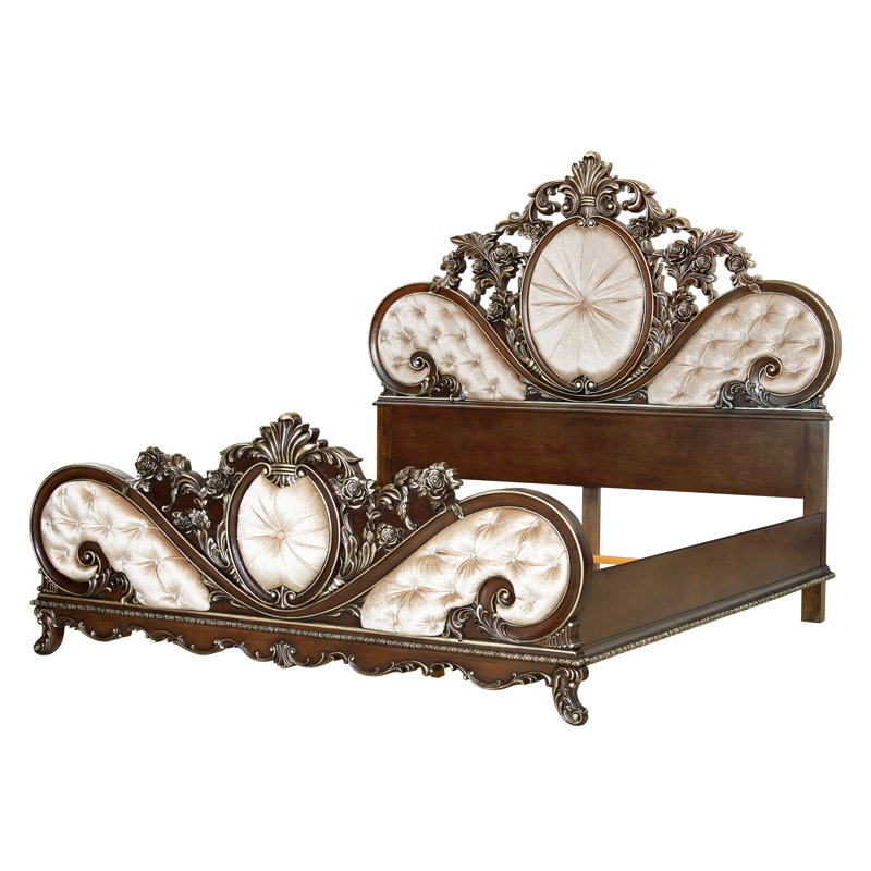 Devany Queen Cream Upholstered Wood Bed with Tufted Headboard