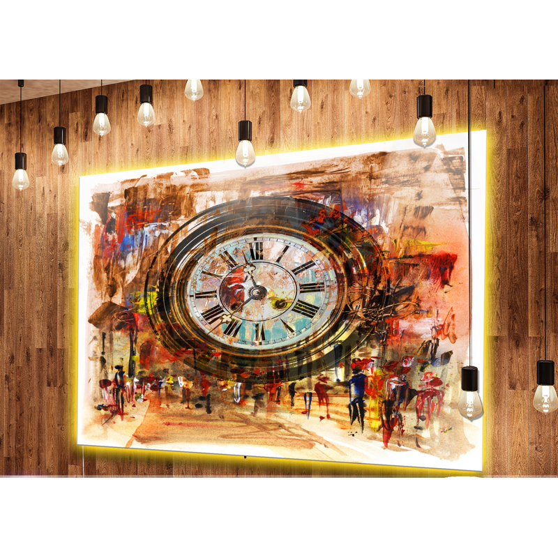 «People and Time», peinture, H 34 po x l 44 po, Art sur bois