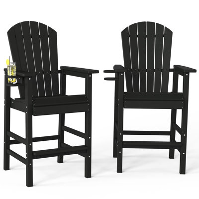 28.7 In. Outdoor Tall Adirondack Chair With Cup Holder