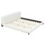 Très grand lit plateforme tapissier avec tête de lit épaisse Boucle, pieds en bois, blanc-1873039468