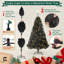 Arbre de Noël artificiel noir 4,5 pi avec 175 lumières DEL, 362 branches, feuilles plates, pré-articulé-886344494