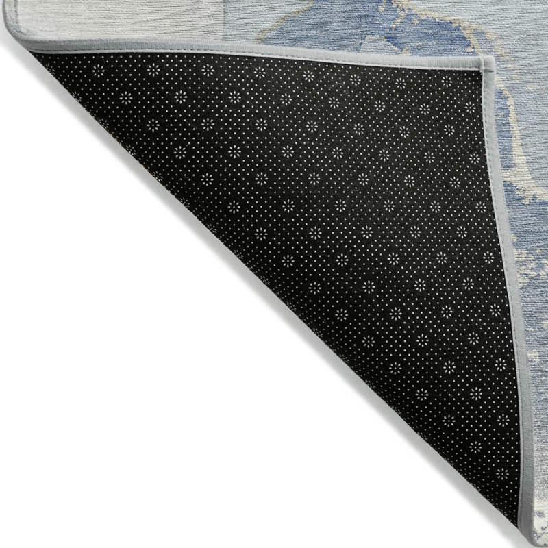Tapis intérieur lavable abstrait bleu et vert 9 pi x 12 pi