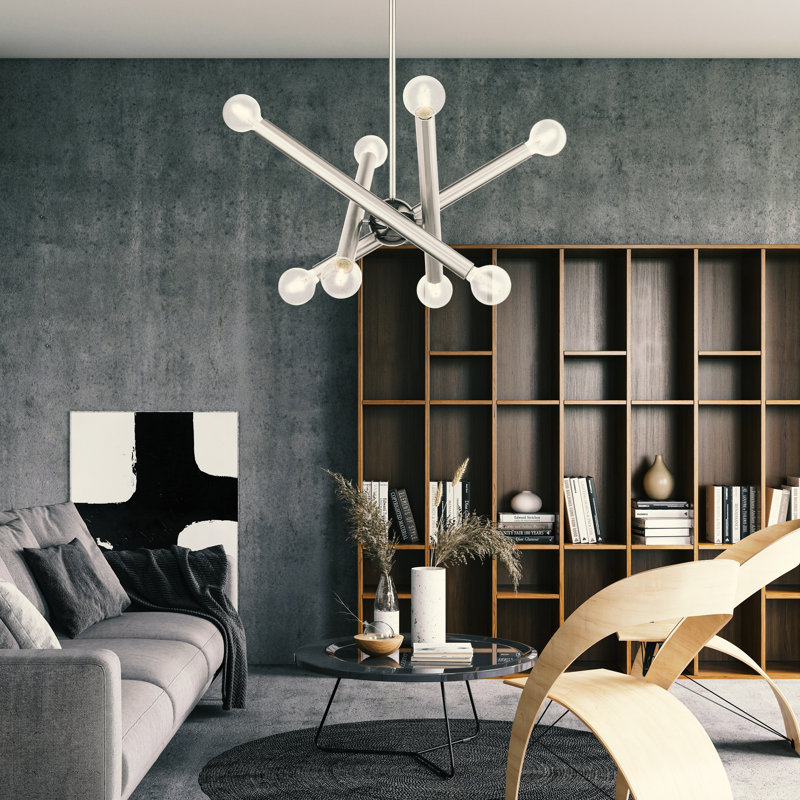 Ruven 8 - Light Modern Linear Chandelier, Brushed Nickel