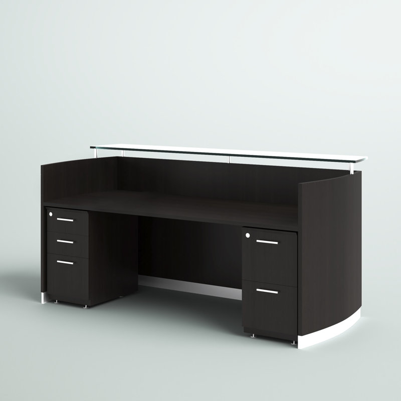 Cason Rectangle Solid Wood Reception Desk, Mocha