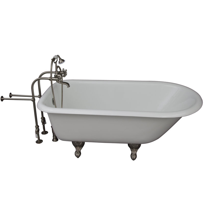 Baignoire de trempage sur pattes en fonte 68 po. X 30 po. Broork, Nickel brossé