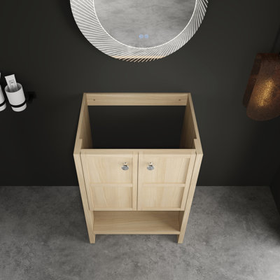 Meuble-lavabo autoportant de 24 po en contreplaqué de chêne - Meuble élégant avec porte pratique à fermeture en douceur