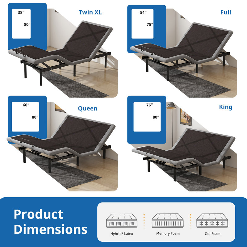 Adler Zero Gravity Adjustable Bed with Wireless Remote, Queen