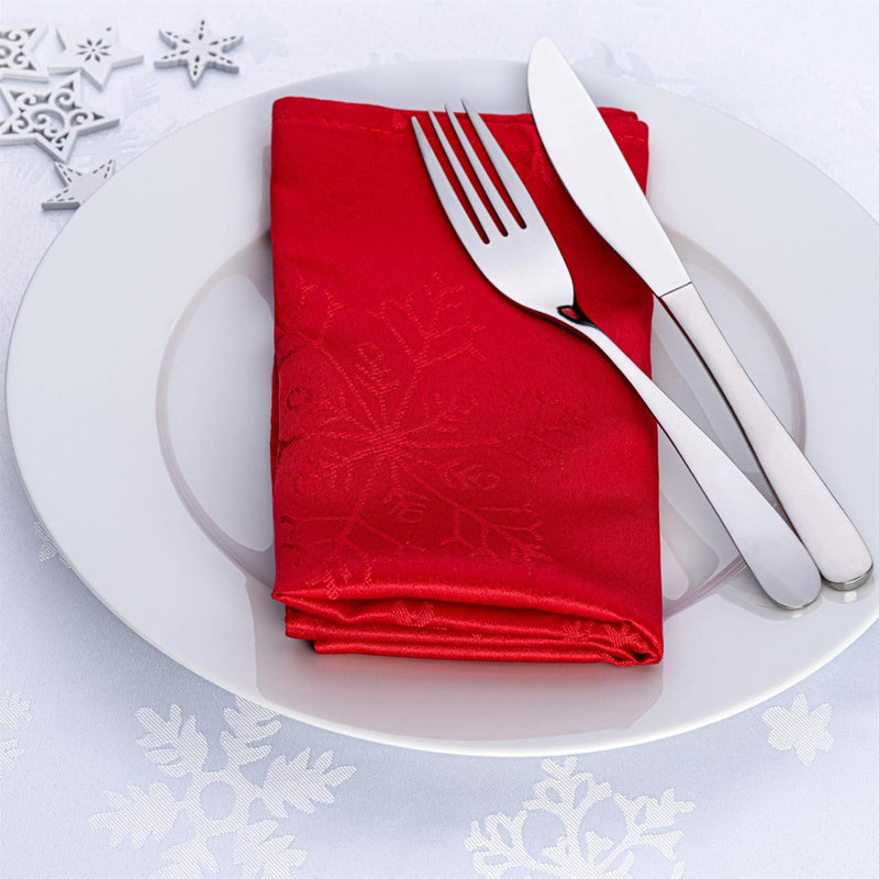 Yvaine Polyester Snowflake Square Napkin, Red
