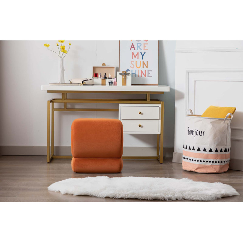 Repose-pieds de 18,1 po de largeur Eveny, Velours orange
