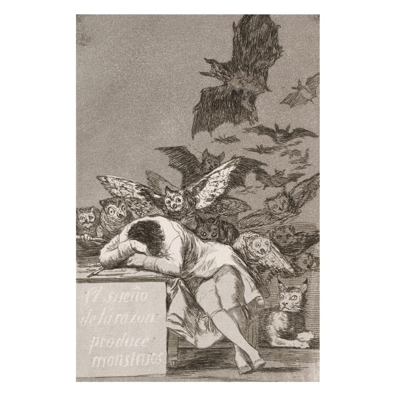 Le sommeil de la raison produit des monstres (n ° 43) de Los Caprichos par Francisco de Goya - Impression Giclée