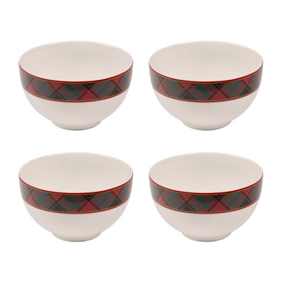 Spode Christmas Tree Christmas Tree Tartan Rice Bowl - 24 Oz, Set of 4