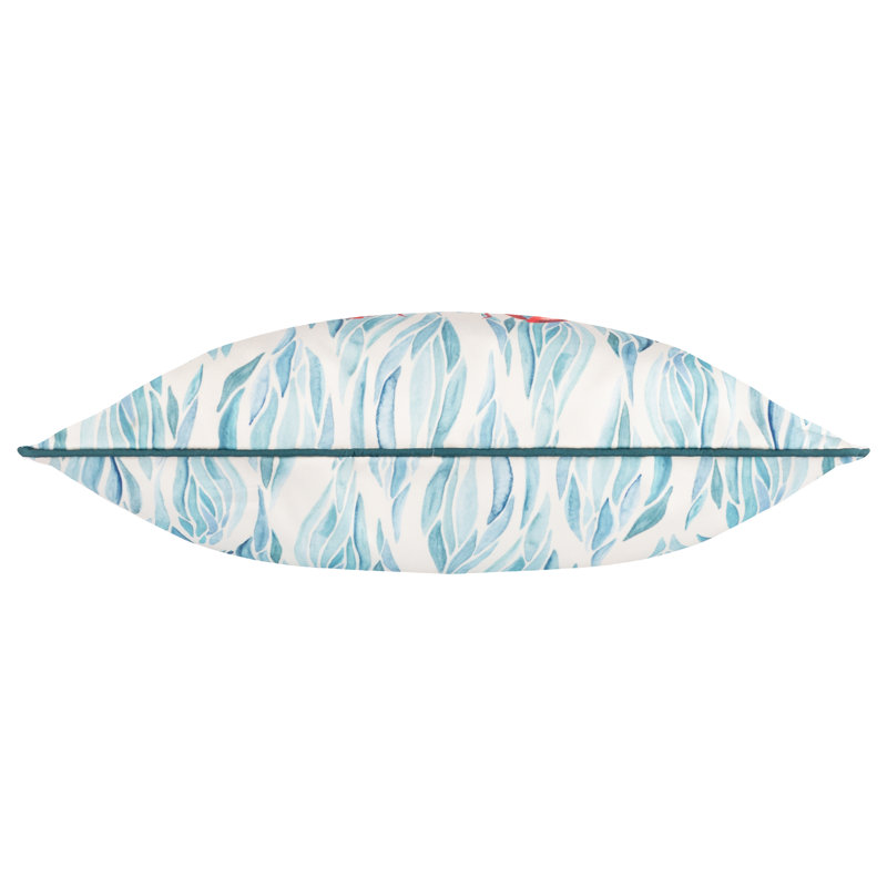 Zane Indoor / Outdoor Abstract Square Throw Pillow Cover, Blue/White/Red Lobster 