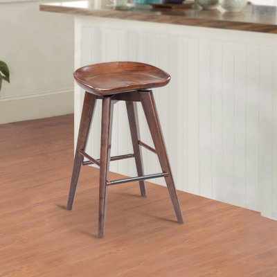 Tabouret de bar pivotant en bois massif Clithoe 31 po