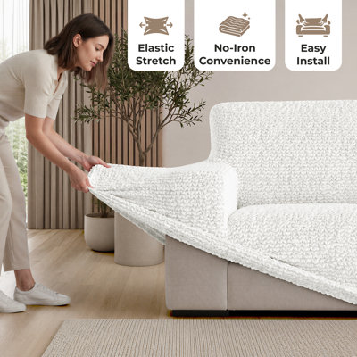 Stretchy Slipcover for Chaise Sectional - Easy to Clean & Durable - Comfort Collection
