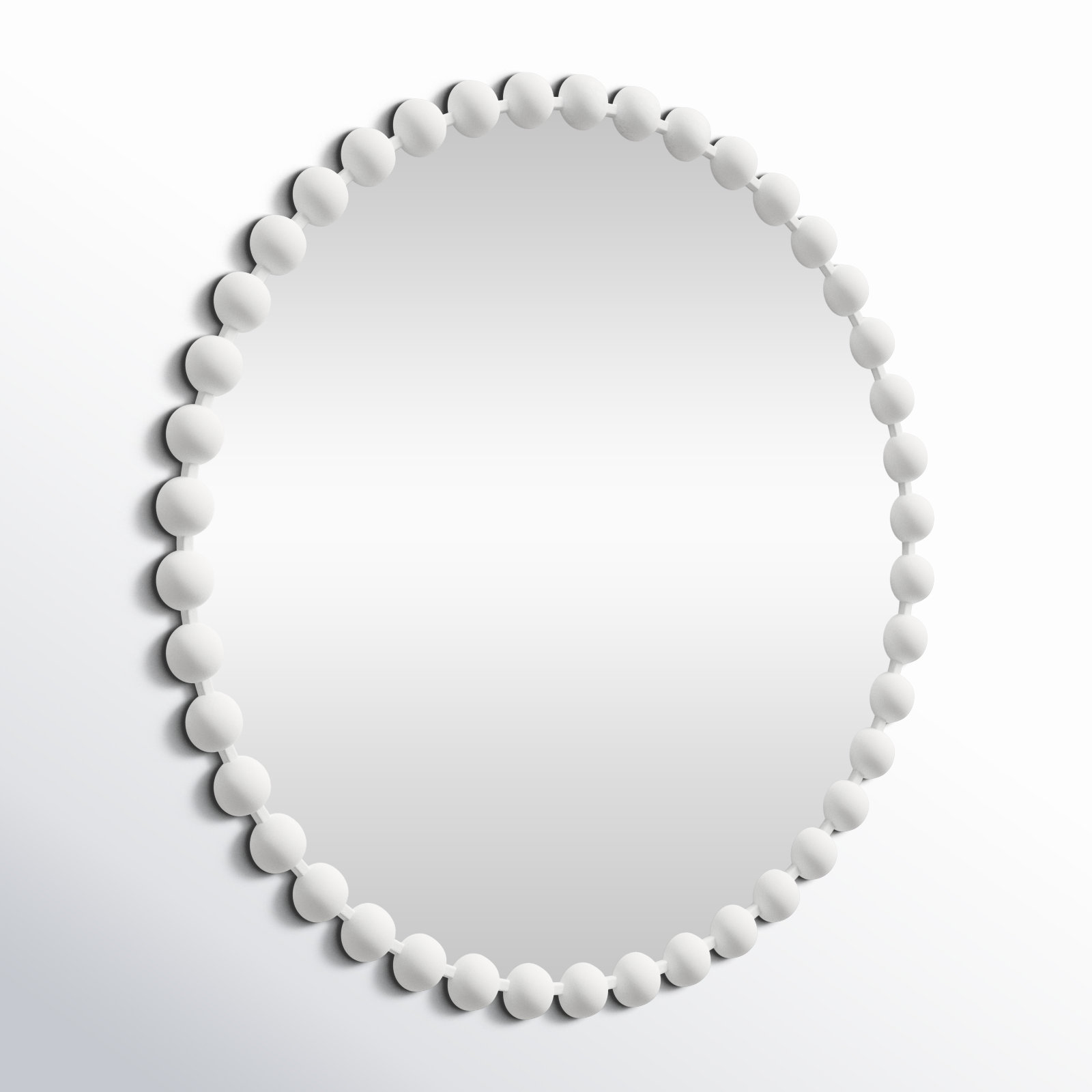 Marlowe Beaded Round Metal Wall Mirror, 36" x 36", Matte White