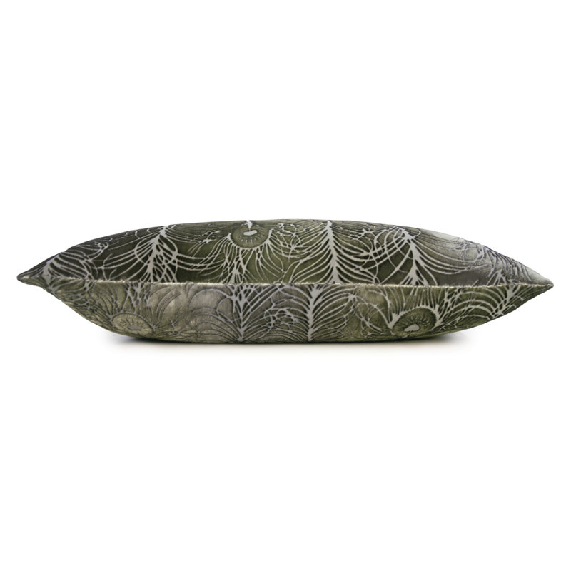 Peacock Feather Square Velvet Pillow Cover & Insert, Square 20", Sunstone