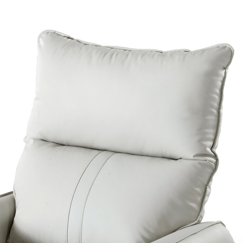 Tyvan Faux Leather Recliner, White, Manual