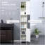 Grande armoire de rangement avec miroir Kleankin, armoire tour autoportante en bois avec tablettes réglables, pour salle de bain ou salon, blanc