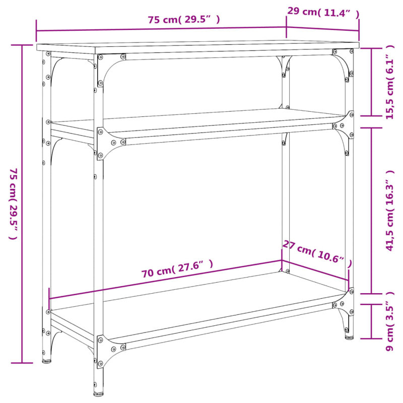 Console Table, 75cm H x 75cm W x 29cm D, Grey Sonoma
