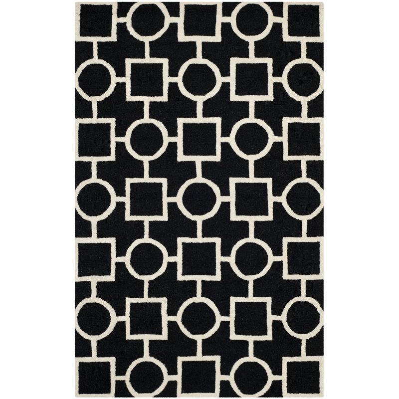 Sanyla Hand Tufted Wool Geometric Rug, Rectangle 4' x 6'