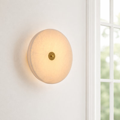 LED Dimmable Round Alabaster Flush Mounted Sconce